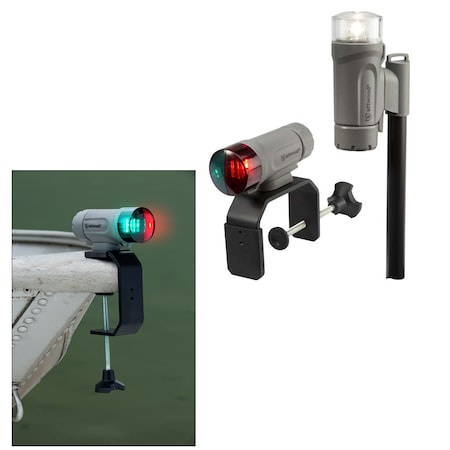 Portable Navigation Light Kit-C-Clamp, Screw Down Or Adhesive Pad-Gray